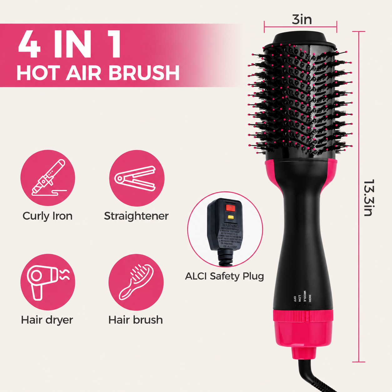 4-in-1 Hot Air Styling Brush | Dry, Straighten & Curl