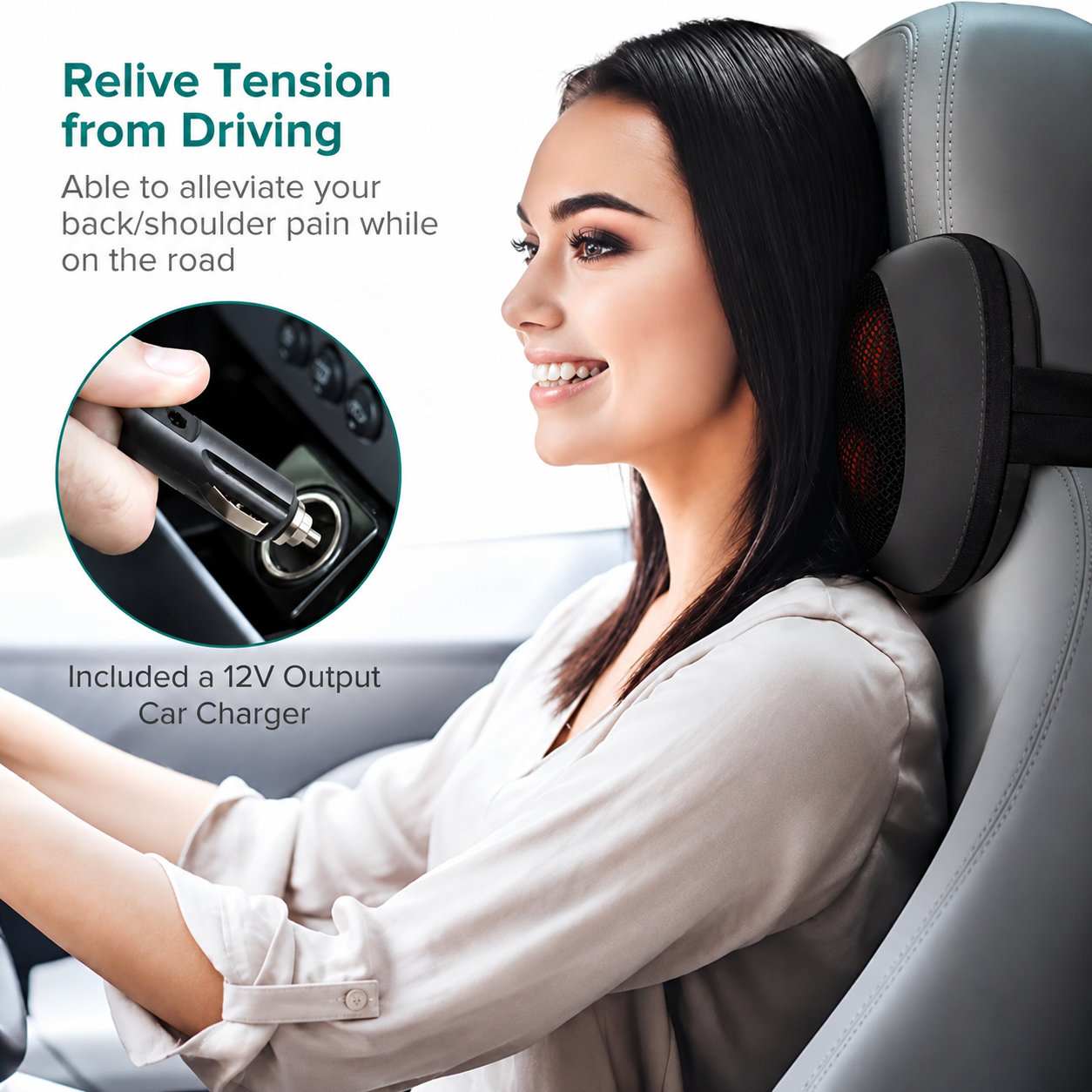 Premium 8-Roller Shiatsu Massage Pillow | Deep Tissue Neck, Back & Shoulder Massager with Heat Therapy