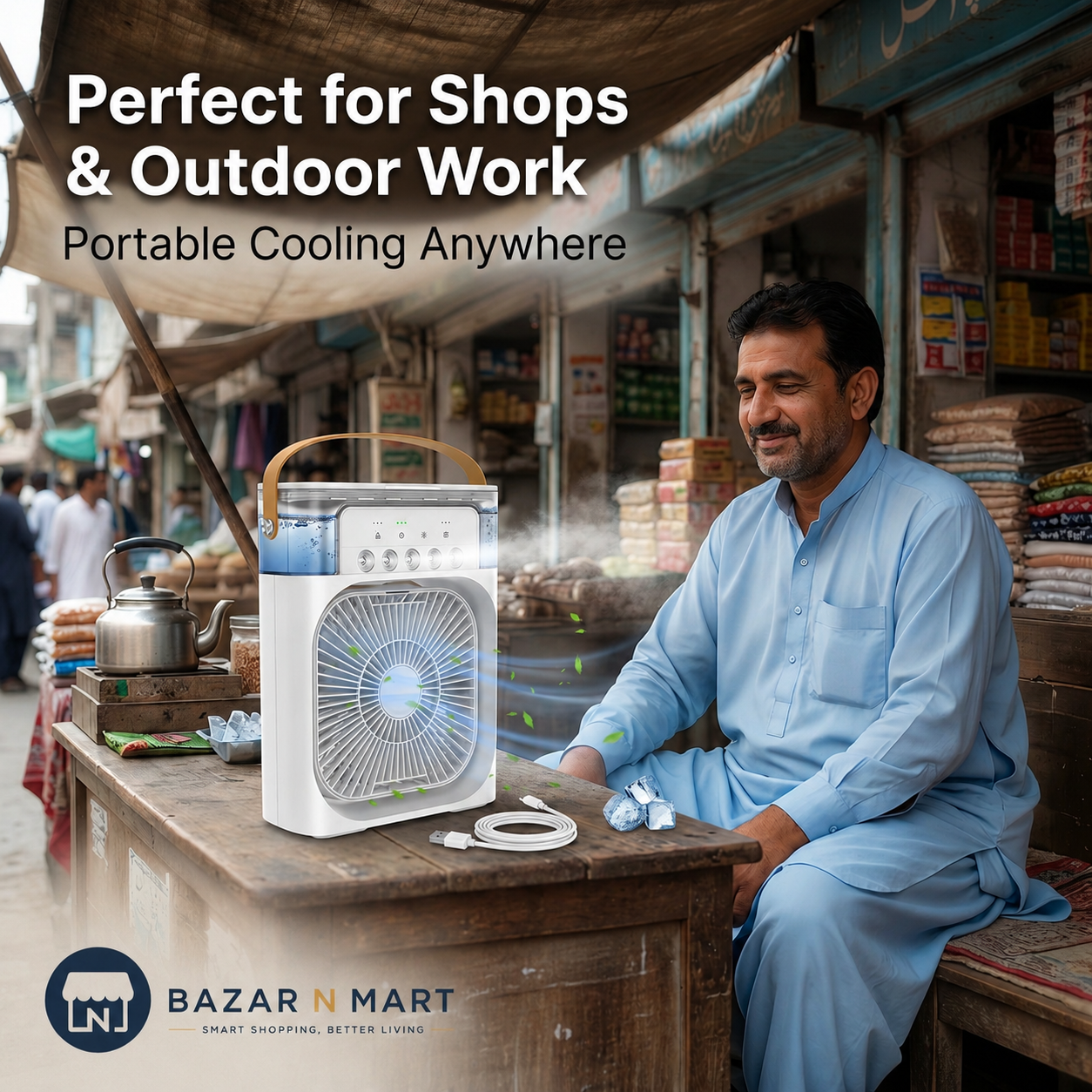 Portable 3-in-1 Rechargeable Air Cooler – Stay Cool Anywhere