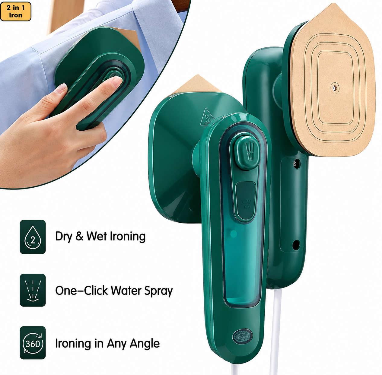 Portable Iron SteamFold Pro™ 2-in-1 Travel Garment Press